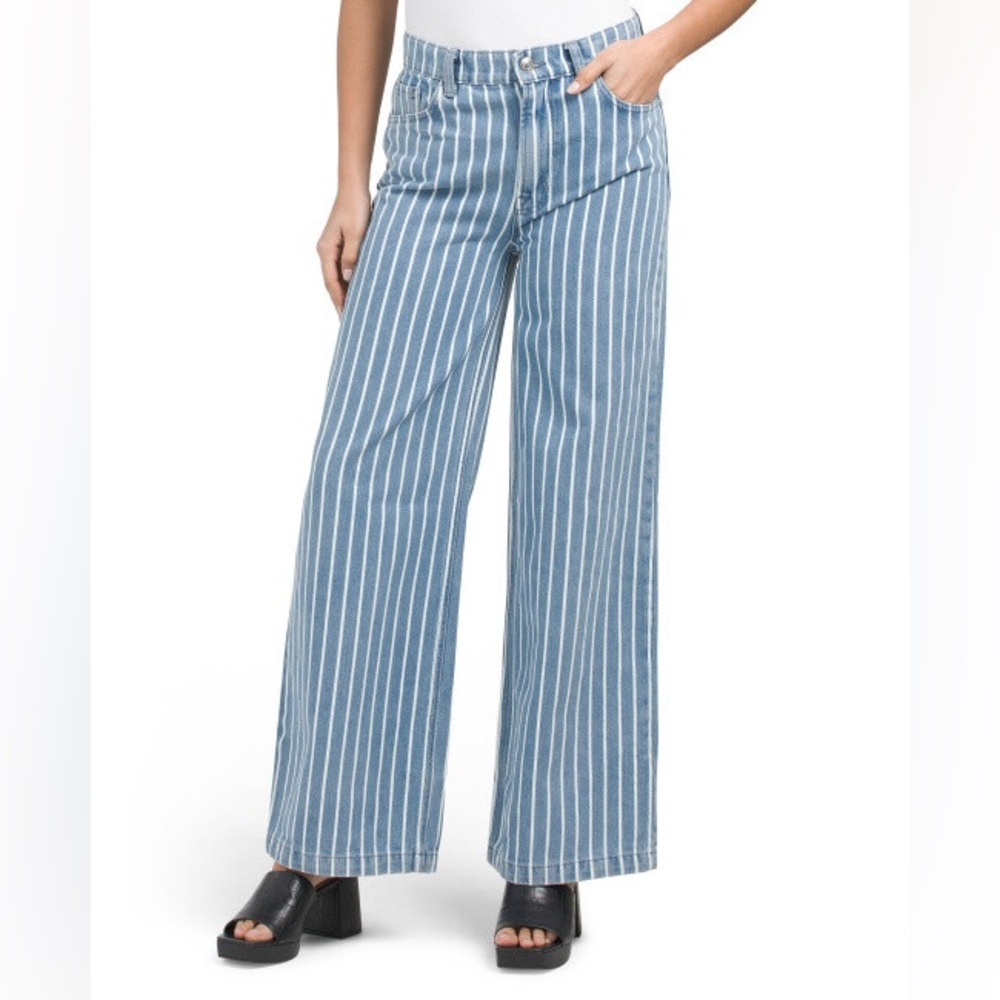 Current/Elliott Blue and White Striped Palazzo Women Jeans